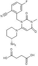 Succinate 1029877-94-8 Trelagliptin λευκό στη σχεδόν άσπρη κρυστάλλινη σκόνη C22H26FN5O6